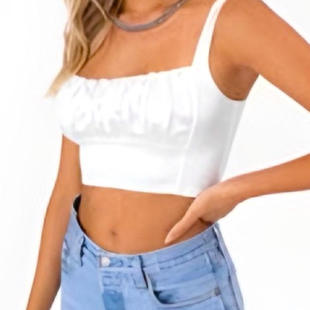 Adika Satin White Crop Top